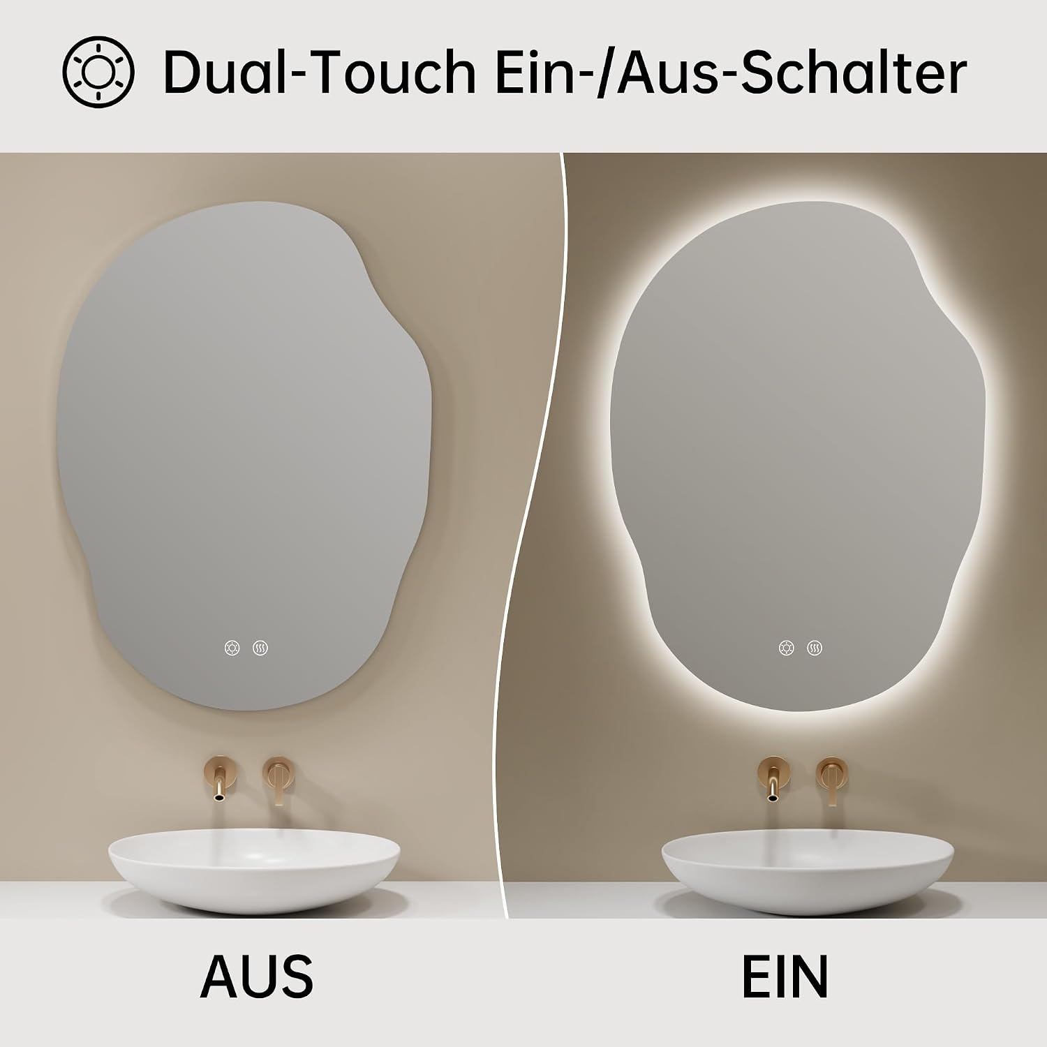 Detalle 2 de OUMUSU LED Badspiegel 60 x 80 cm mit Touch