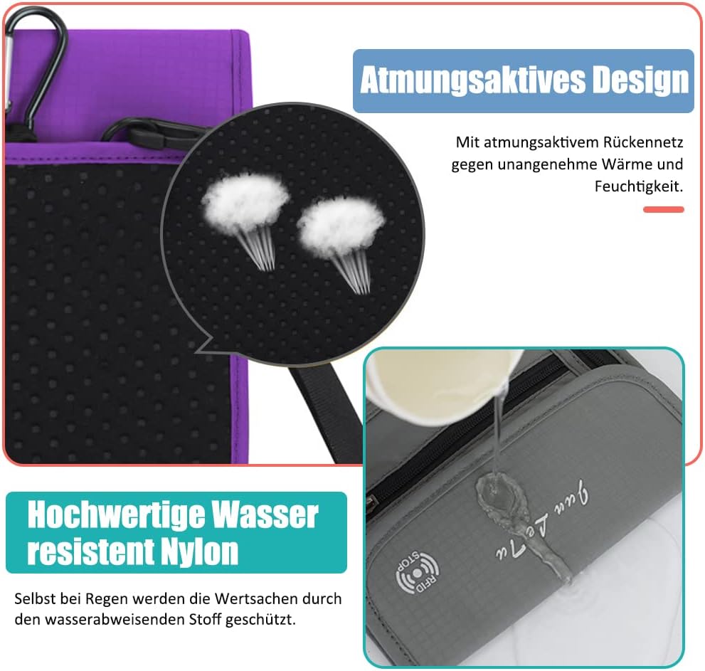 Detalle de Tyuodna Brustbeutel mit Sichtfenster – Reisepass Tasche mit RFID-Schutz, violett