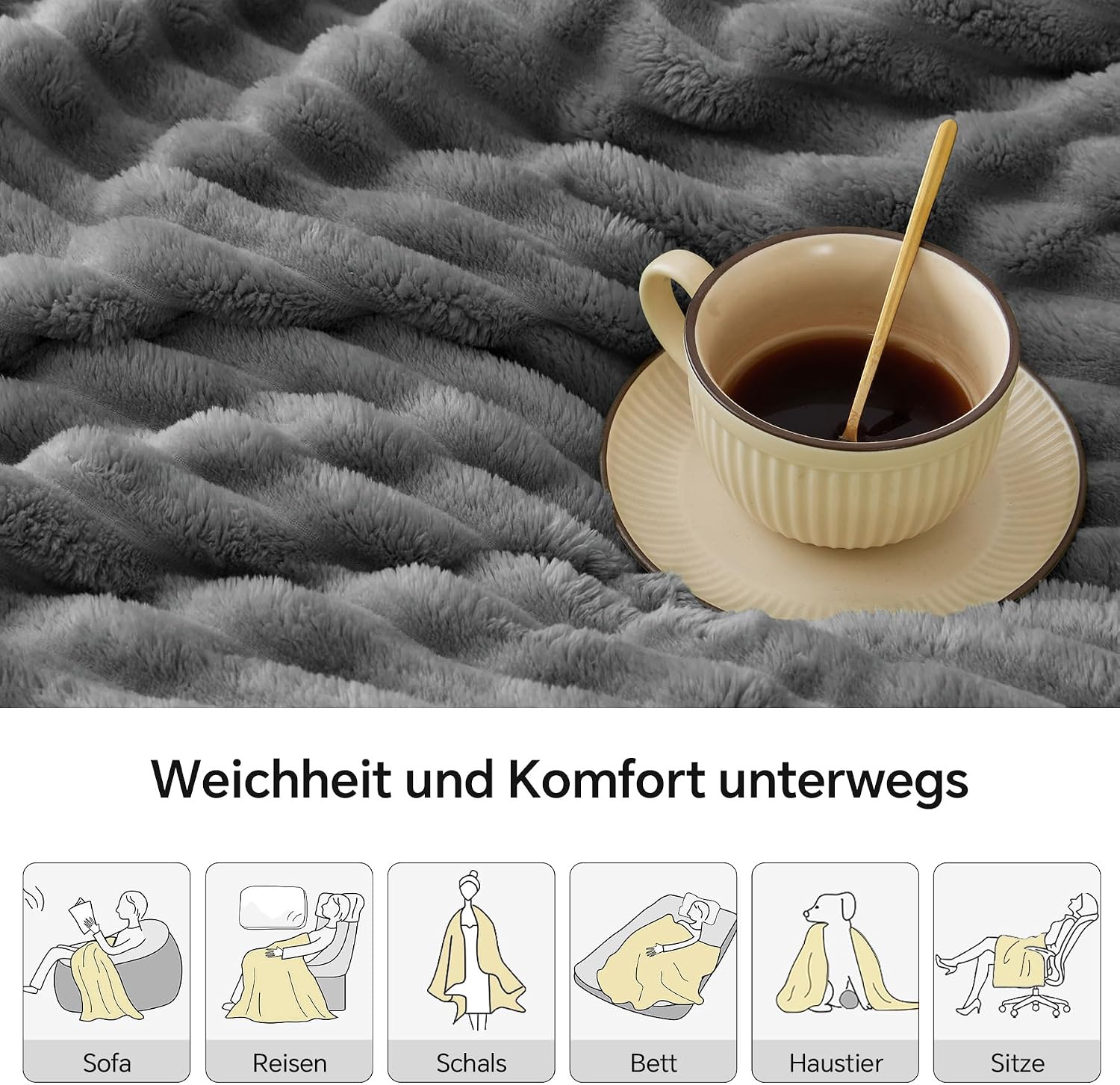 Detalle de BEDELITE Kuscheldecke 150×200 Flauschige Decke für Couch 🛋