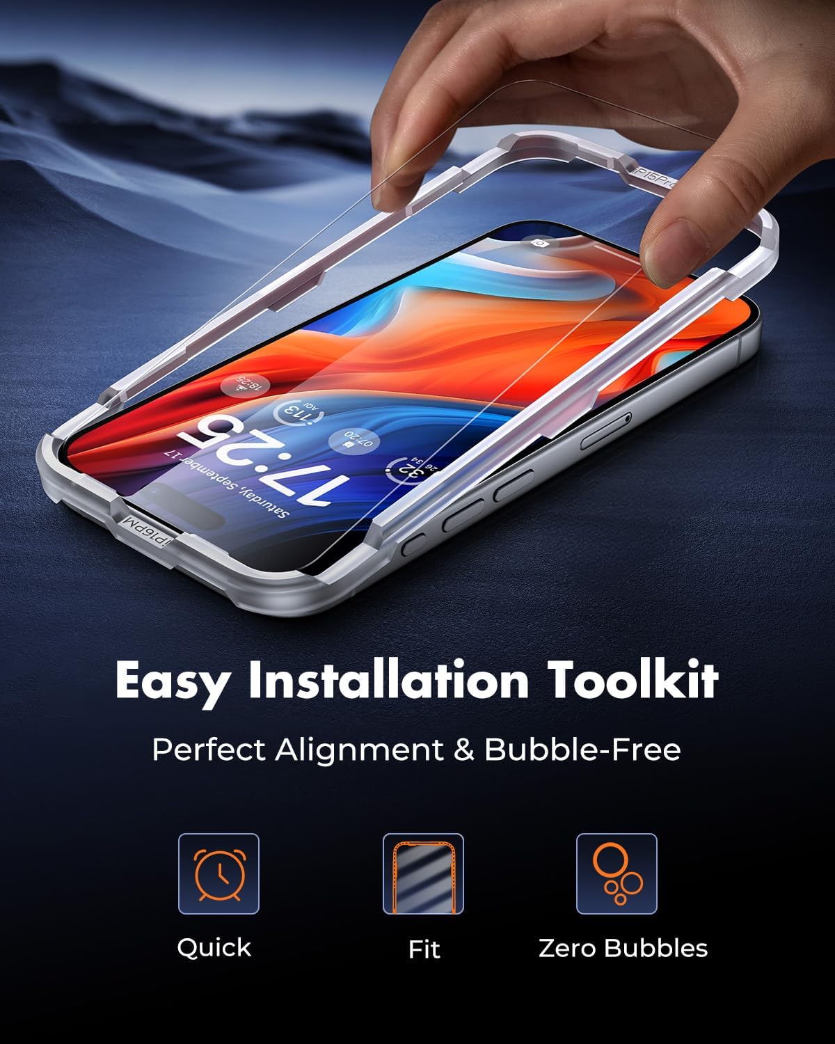 Thumbnail 2 de UNBREAKcable 2-Pack Tempered Glass Screen Protectors for iPhone 16 Pro Max (9H, HD Clarity, Easy-Install Frame)