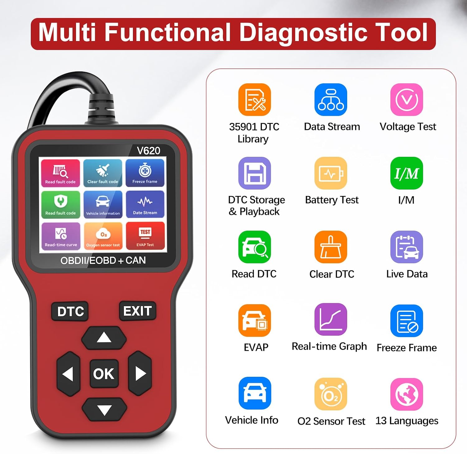 Thumbnail 1 de OBD2 Scanner V620 car diagnostic tool