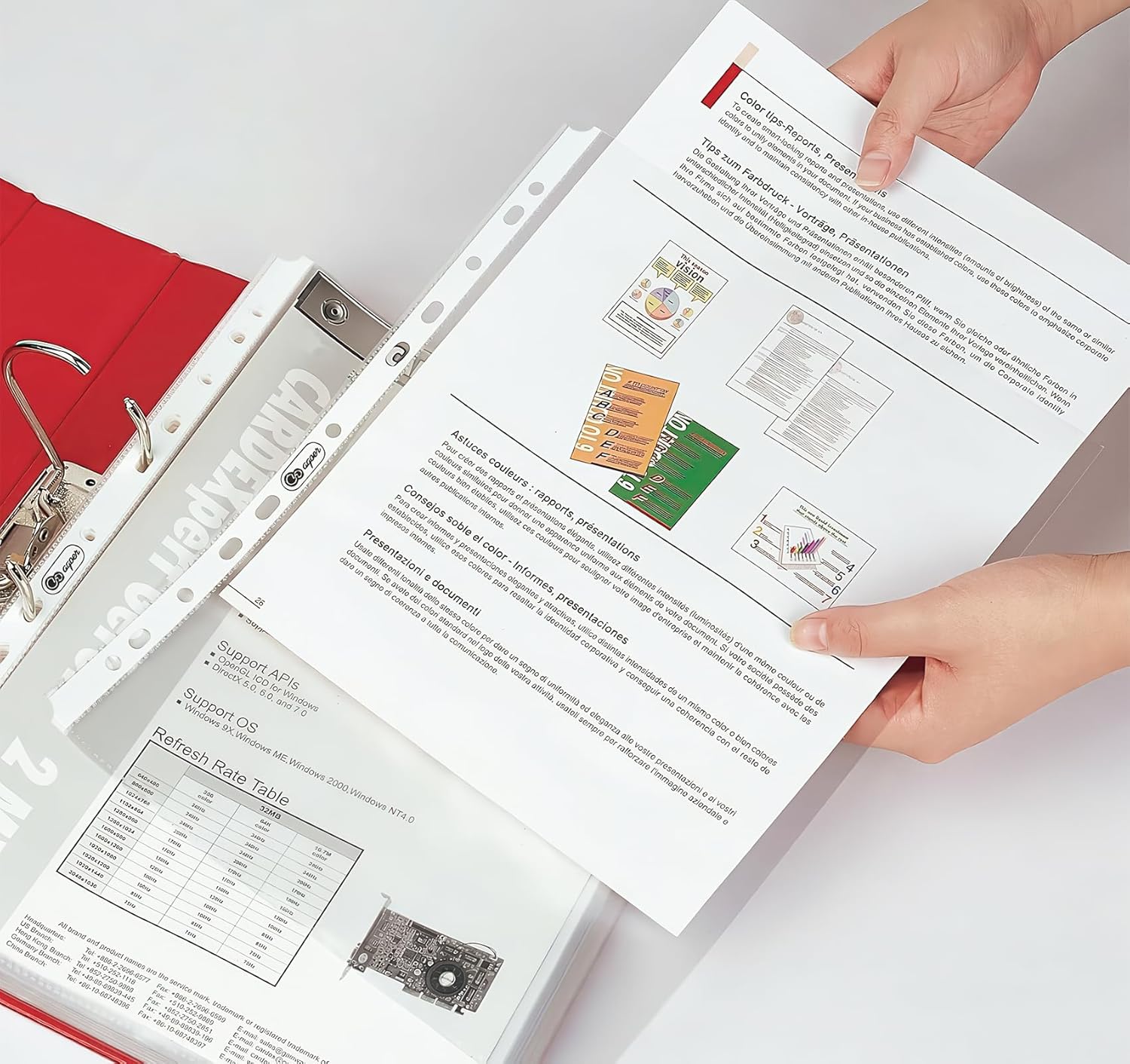 Thumbnail 2 de Agoer Punched Pockets A4 Heavy Duty 120 Micron — 80 Pcs with Page Markers, Top Opening 11-Hole, PP Plastic Folders