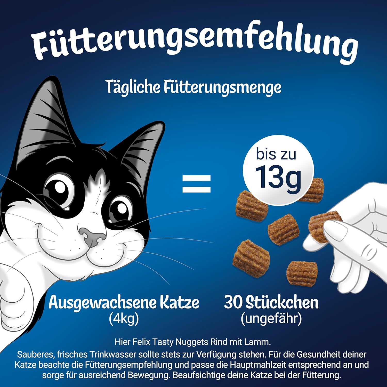 Detalle de Felix Tasty Nuggets Katzensnack – Huhn & Ente, 6er Pack (6 x 180 g)