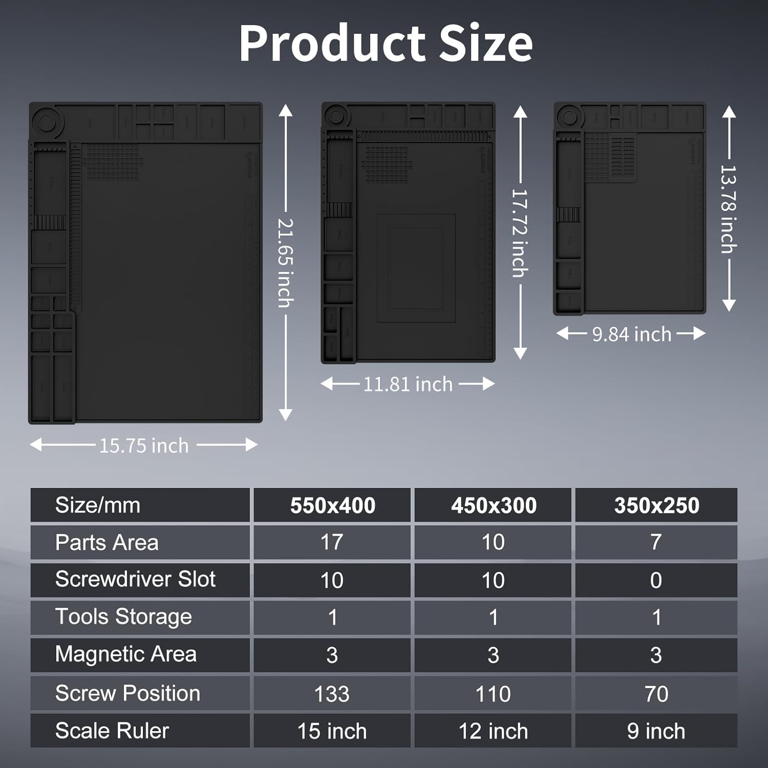 Thumbnail 5 de STREBITO Soldering Mat Large (21.7" x 15.8") with Magnetic Screw Zones, Heat-Resistant Silicone Up to 932°F
