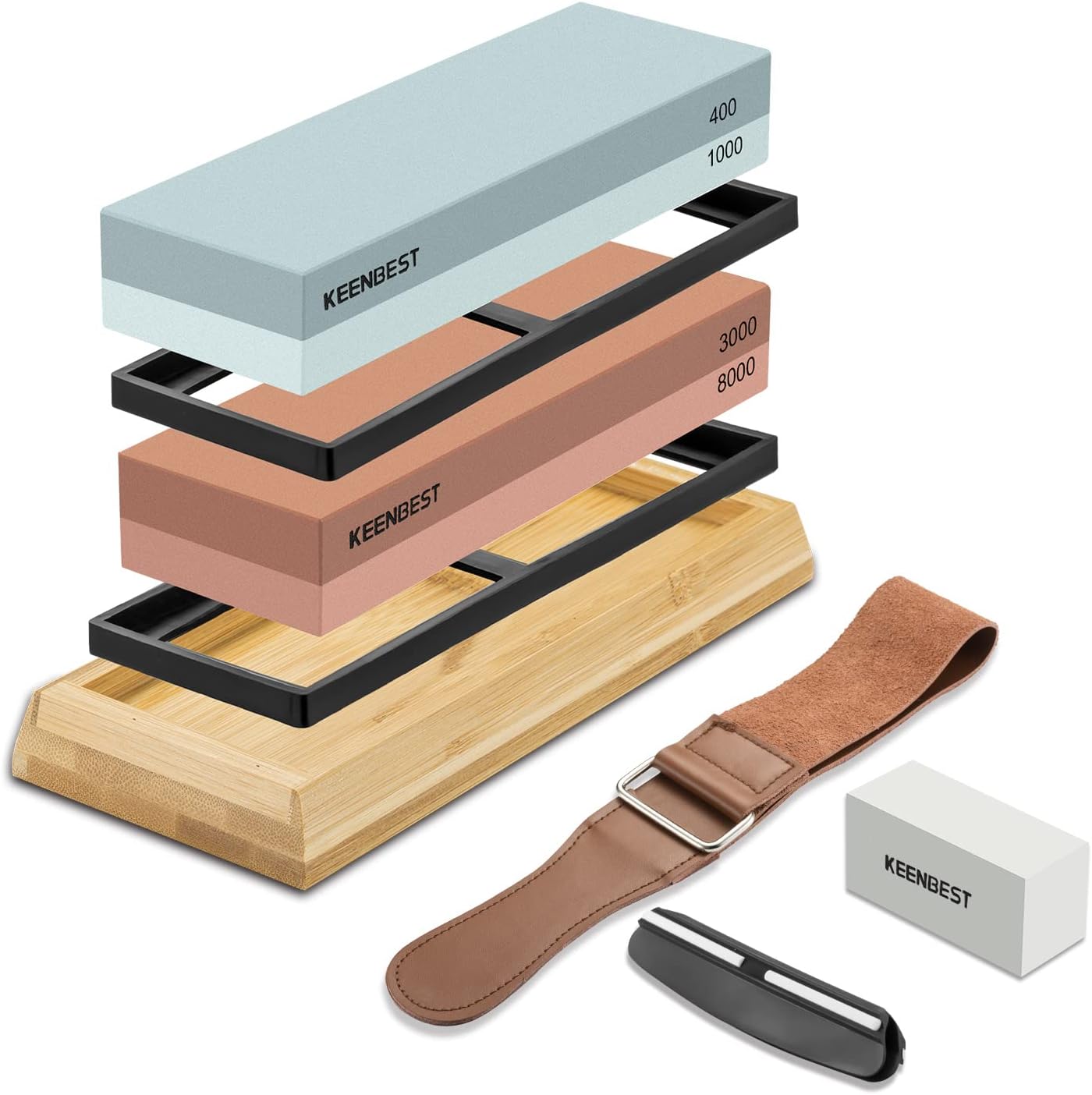 Detalle de KEENBEST Actual Grit Sharpening Stone Set 400 1000 3000 8000 🗡