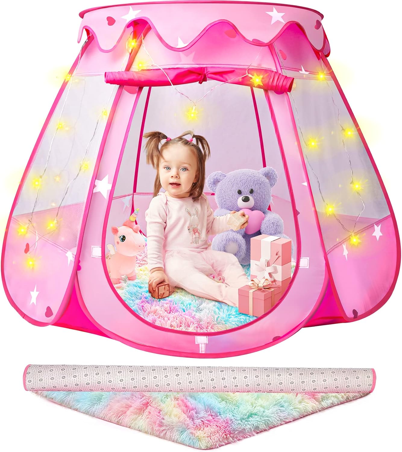 Thumbnail 6 de DISHIO Ball Pit with 50 Balls and Star Lights — Pop-Up Princess Tent for Toddlers