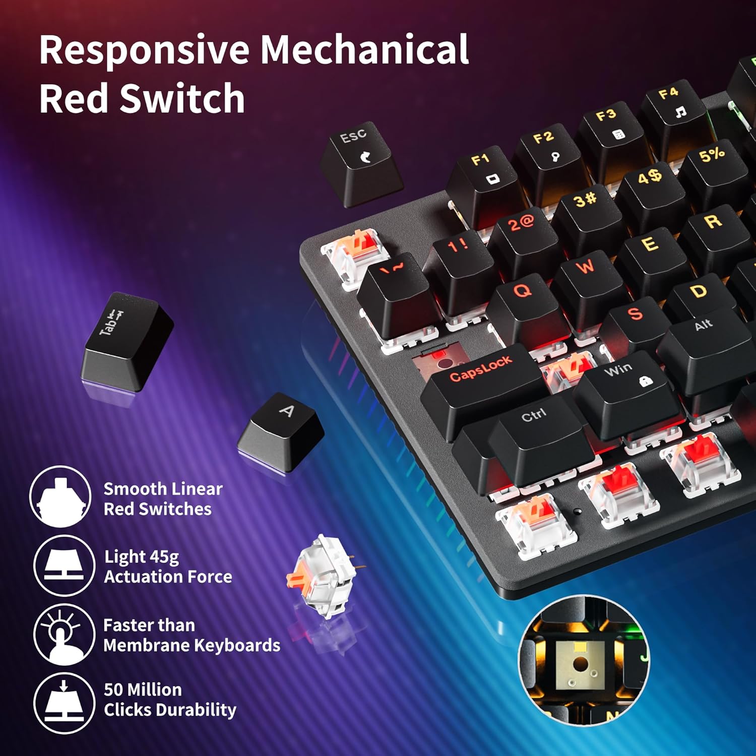 Detalle de NEWMEN GM325Pro Wired Mechanical Gaming Keyboard