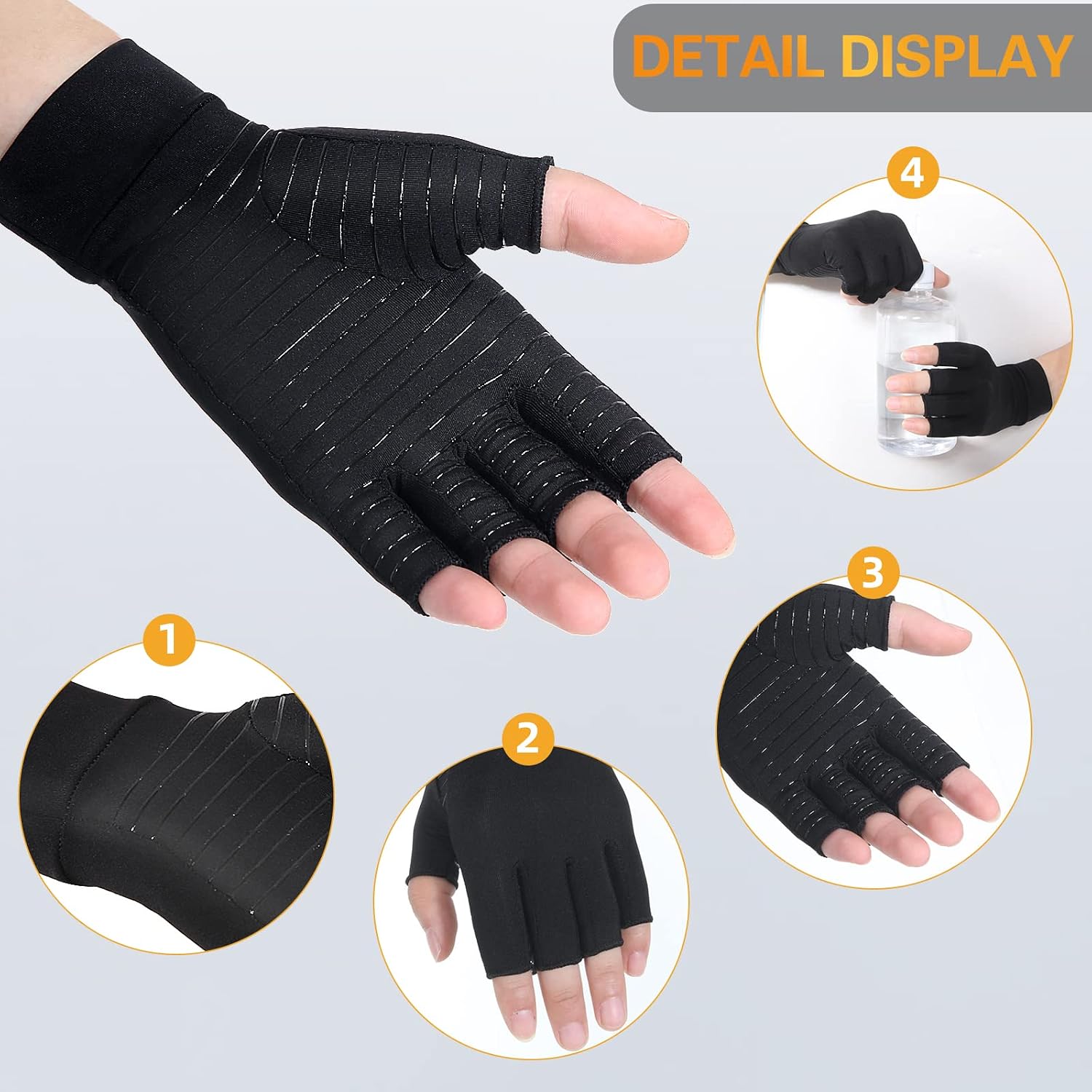 Detalle de Donfri Copper arthritis gloves fingerless