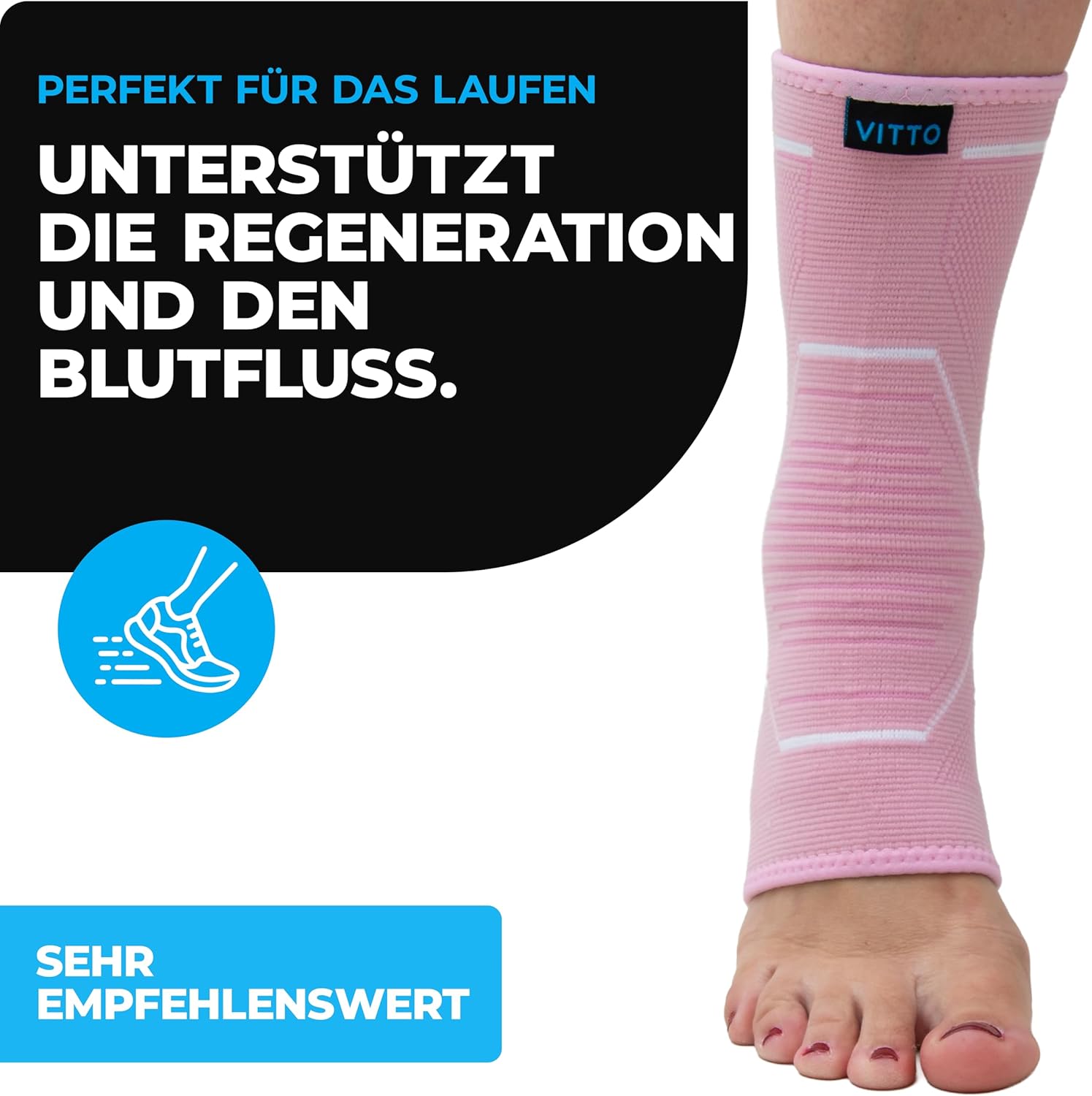 Detalle de VITTO Sprunggelenkbandage XL in Rosa – atmungsaktive, leichte Knöchelstabilisierung bei Band- und Gelenksproblemen