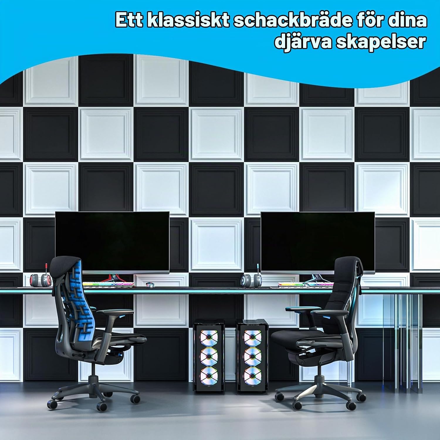 Detalle 2 de Art3d 3D-väggpaneler i mattvitt PVC, 33 st för 2,97 m²