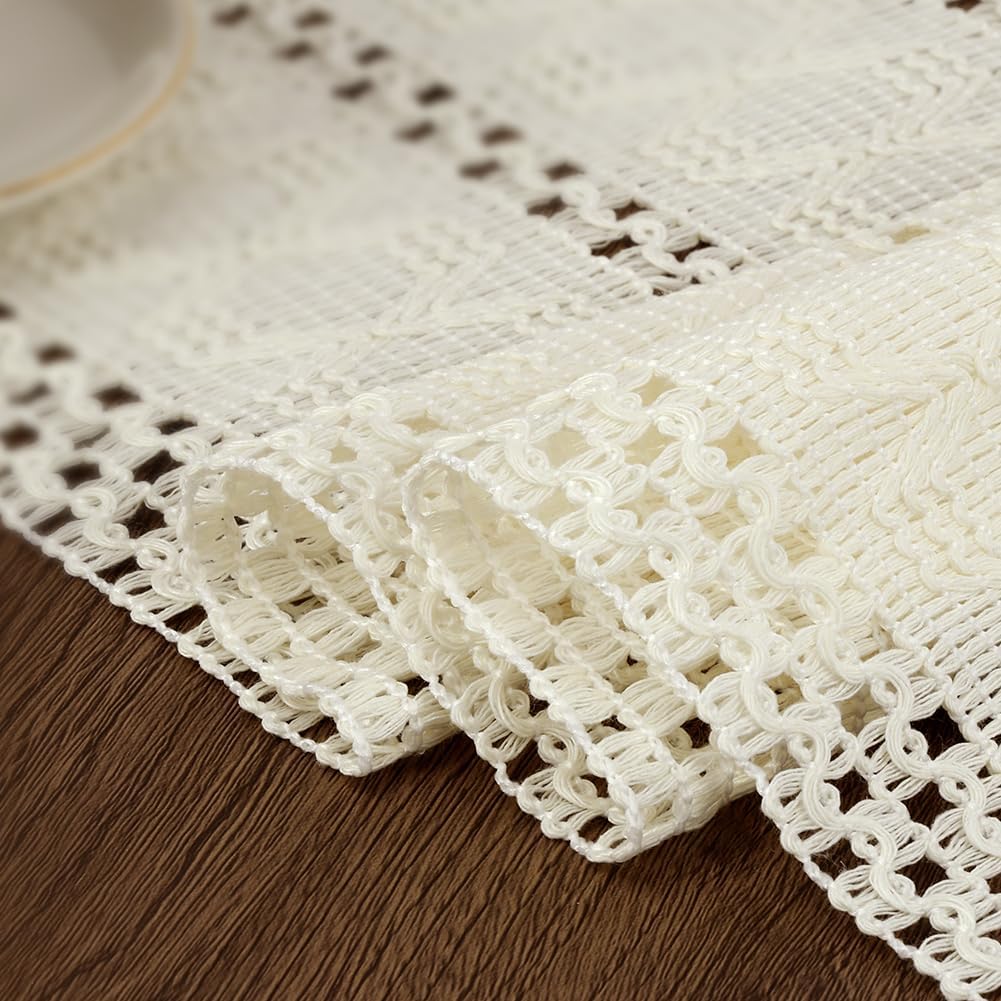 Thumbnail 4 de AOOTE 6265999 Bohemian Table Runner, 30 x 180 cm, Ivory White