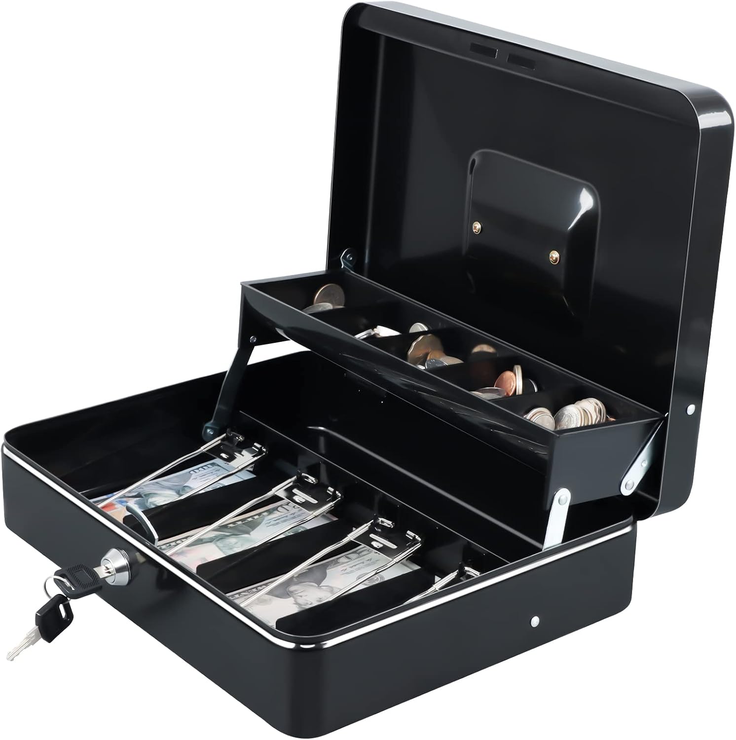 xydled XYD-QX-CB-8001 Cash Box, Key Lock, 5-Compartment Tray