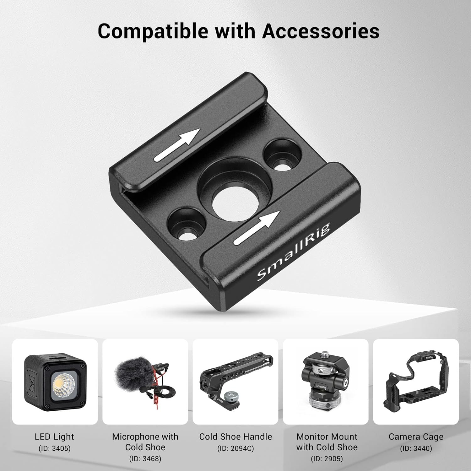 Detalle de SMALLRIG 1241 adaptateur cold shoe froid avec vis 1/4-20 et fixations M2,5 pour DSLR, LED, EVF
