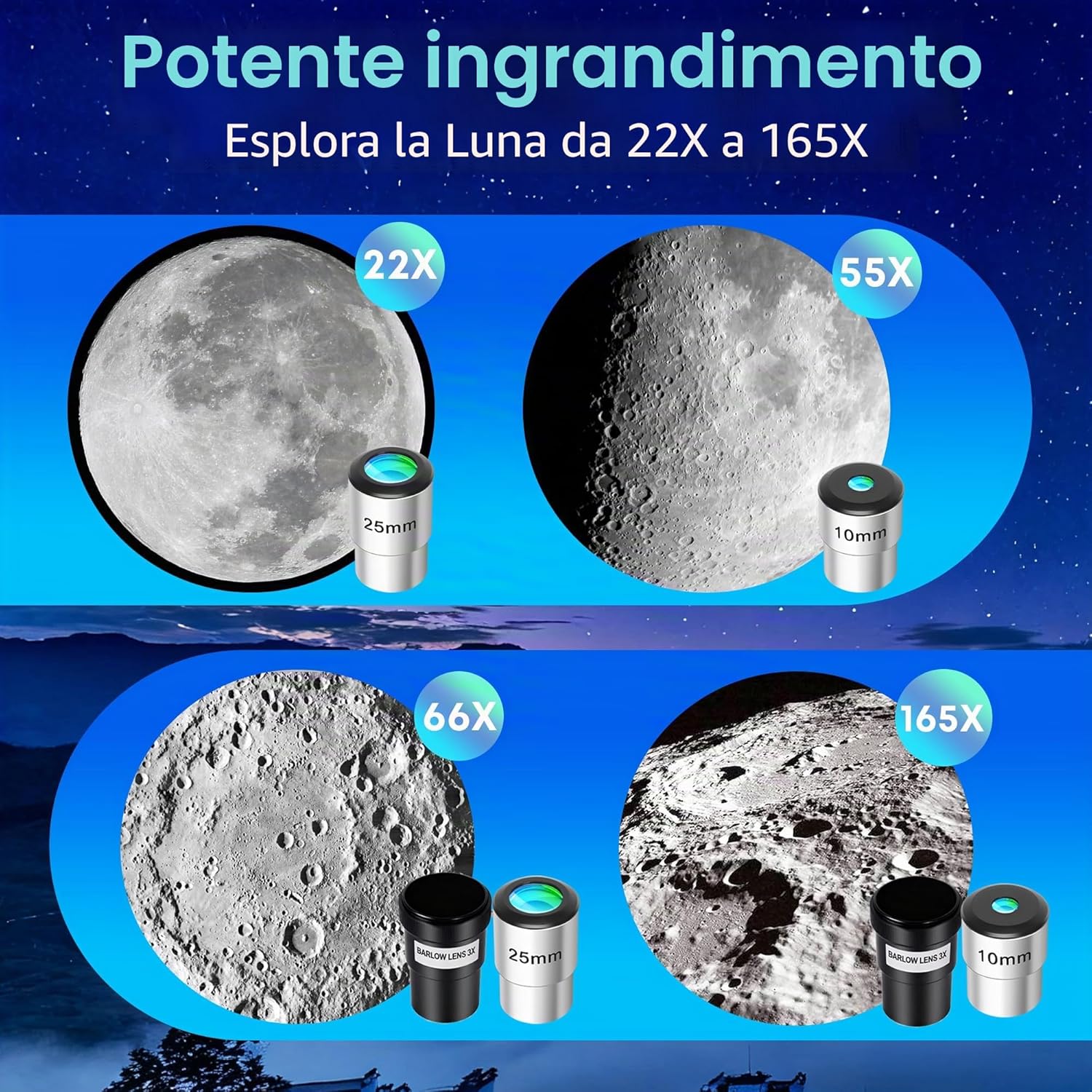 Detalle de Gaterda Telescopio Astronomico 90/550mm: strumenti utili per adulti e principianti