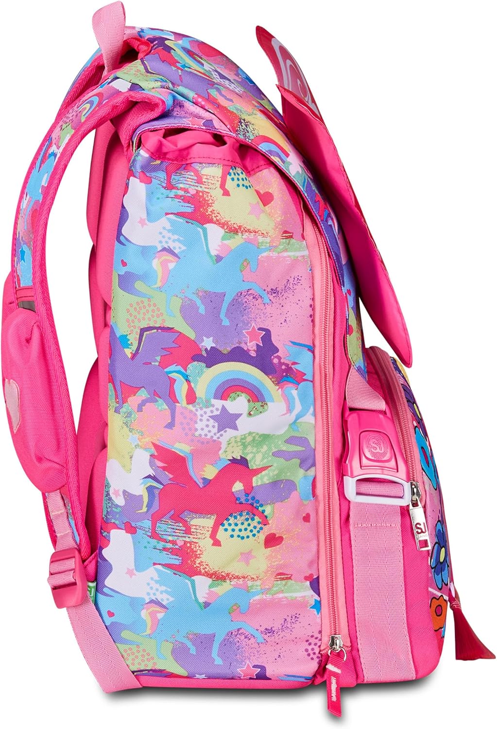 Detalle de SJ Gang Style Jam Gang Schulrucksack – erweiterbar, Rosa, 22–29 l, 3 Fächer, Seitenreißverschlüsse