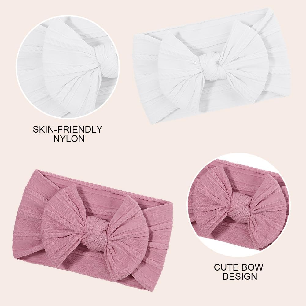 Thumbnail 4 de DiULi Fasce Bambina Neonata, Set da 3 Fasce con Fiocco in Nylon Elasticizzato – 0–3 Anni
