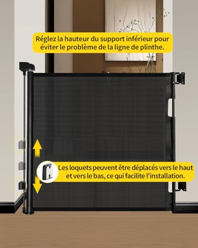 Thumbnail 2 de Patywaga Barrière de sécurité enfant extensible 0–140 cm – Barrière rétractable noir pour intérieur/extérieur