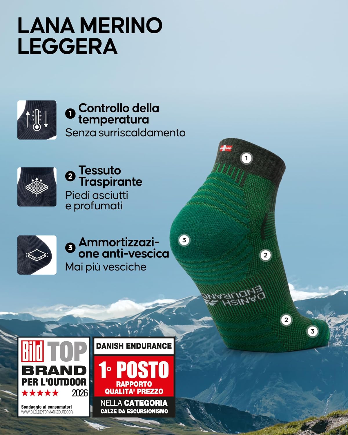 Detalle 2 de DANISH ENDURANCE Calze Trekking 3 Paia