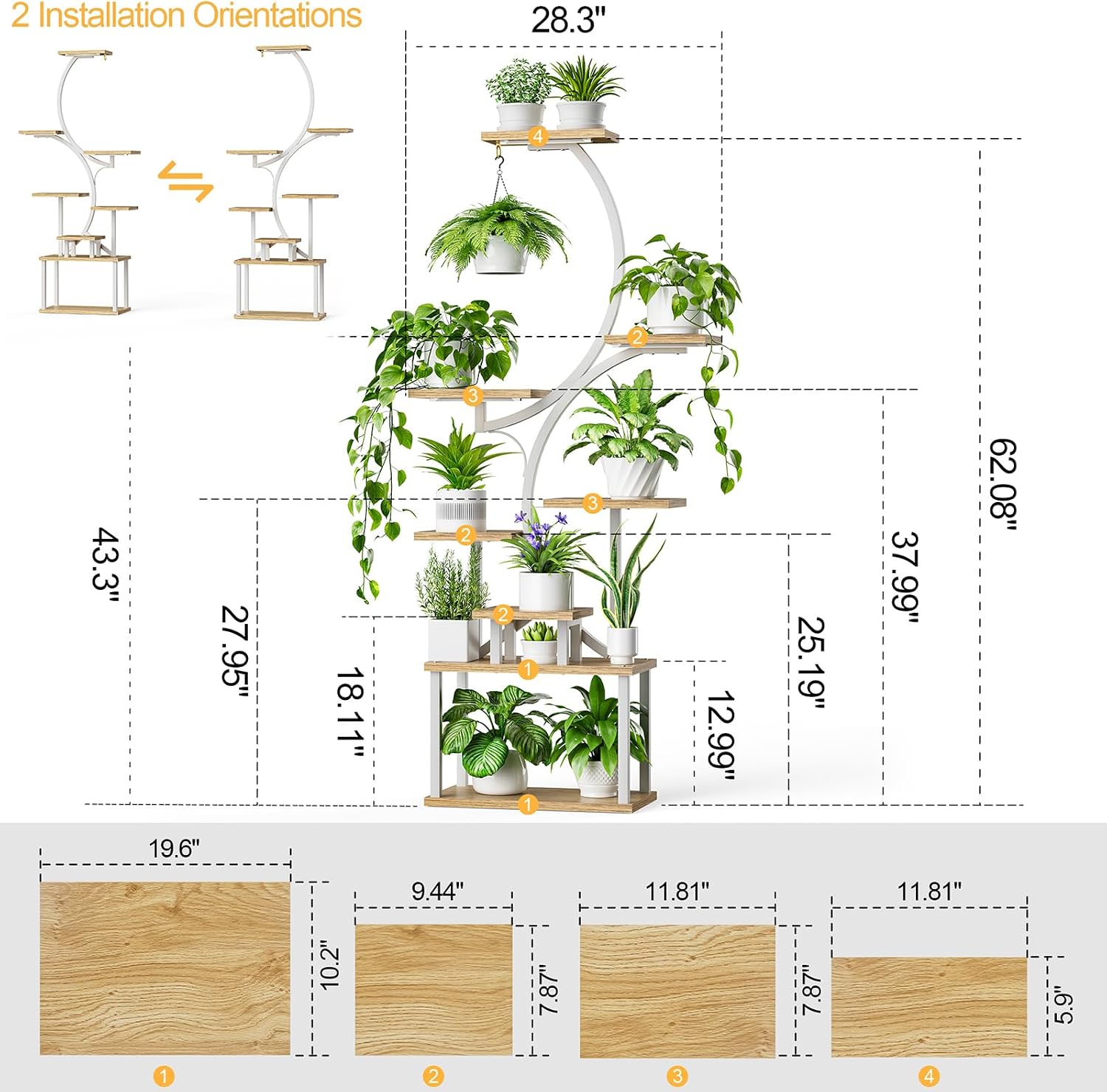 Detalle de BACEKOLL Pflanzenständer 157 cm mit Grow Light