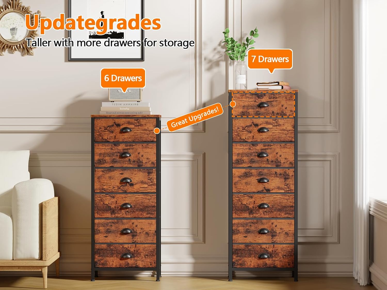 Thumbnail 5 de Furnulem 7-Drawer Dresser Rustic Brown