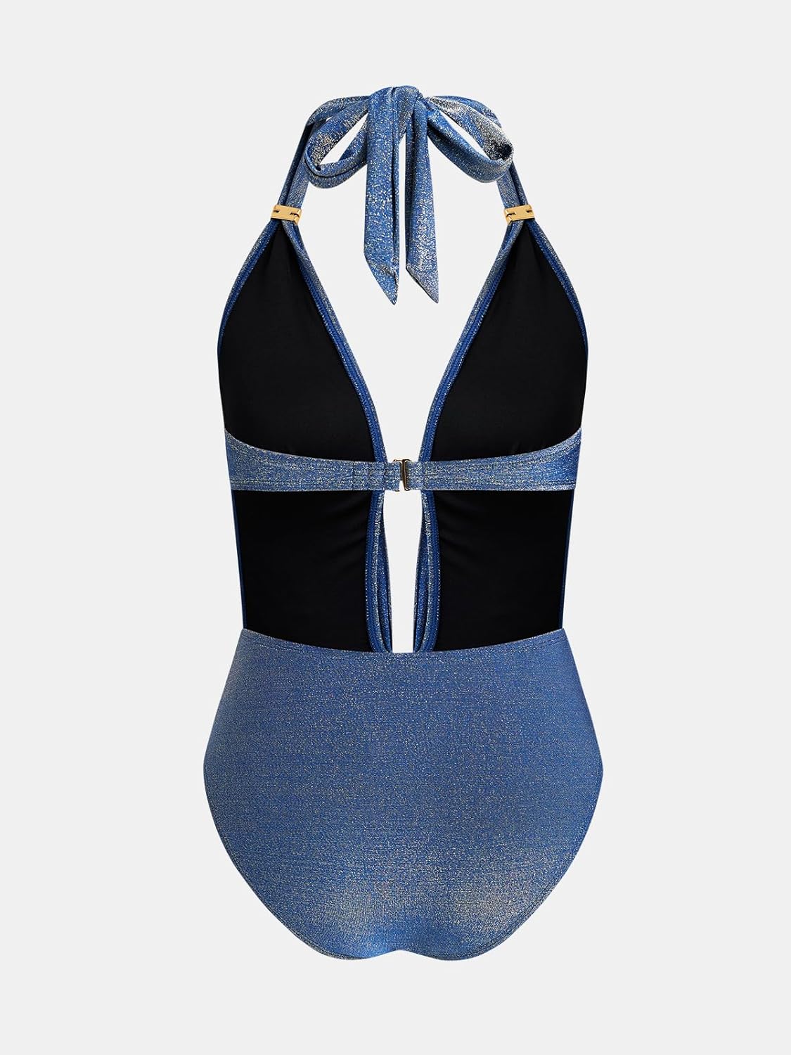 Detalle de CUPSHE Costume da bagno intero da donna, monokini lucido con scollo a V profondo e anello – taglie XS–XL