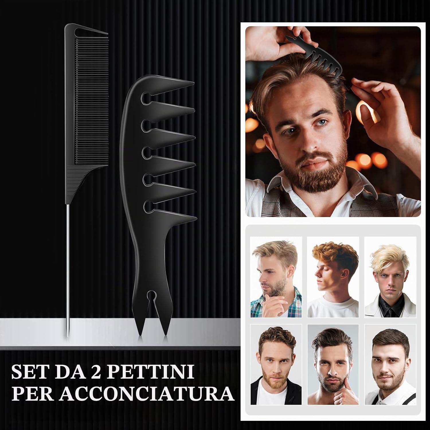 Detalle 1 de DUAIU set pettini professionali da barbiere