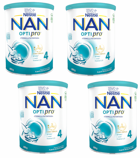 Detalle de Nestlé Nan Optipro 4 Leche de Crecimiento 4x800 g: nutrición equilibrada para mayores de 24 meses