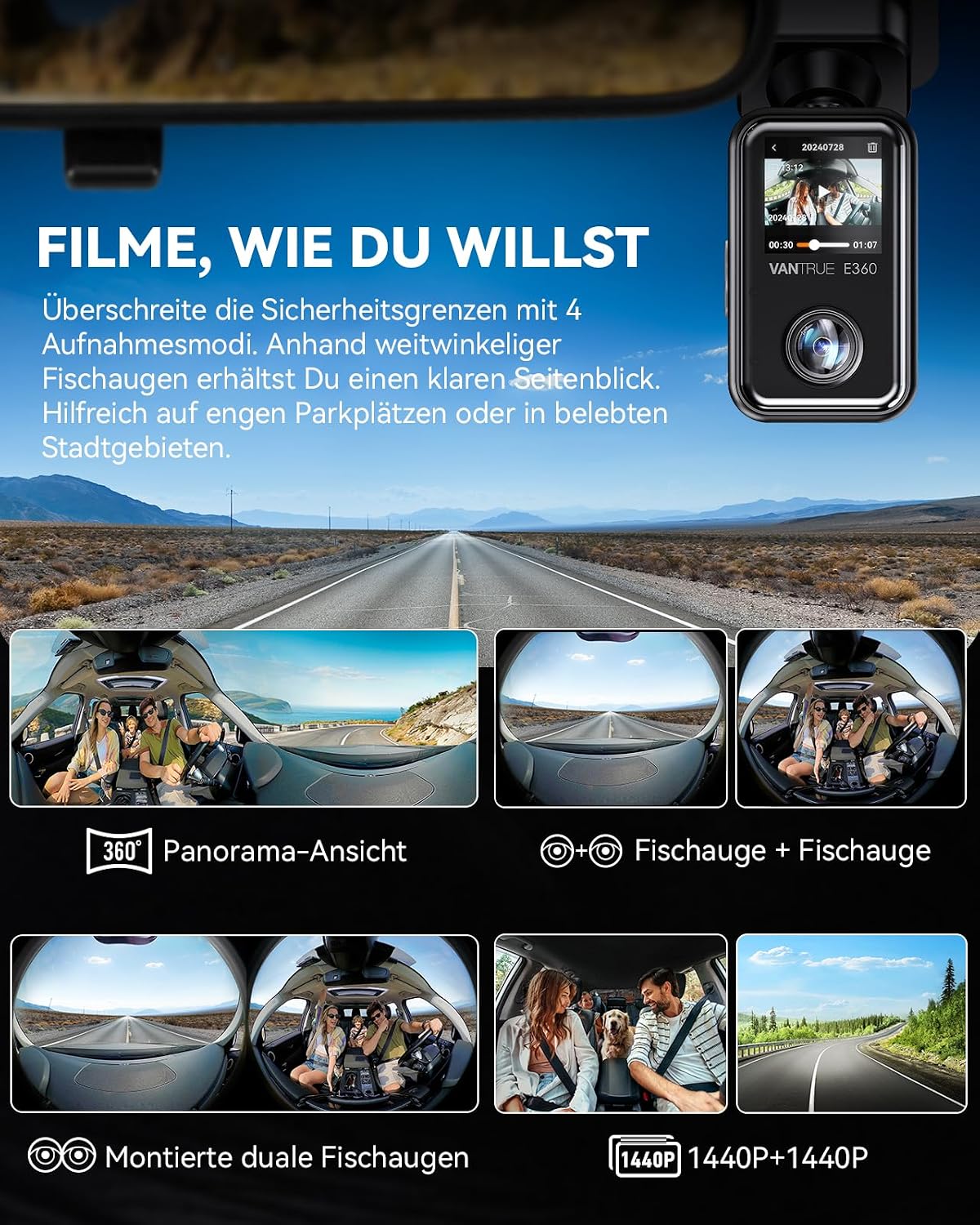 Detalle de VANTRUE E360 DashCam 5.2K