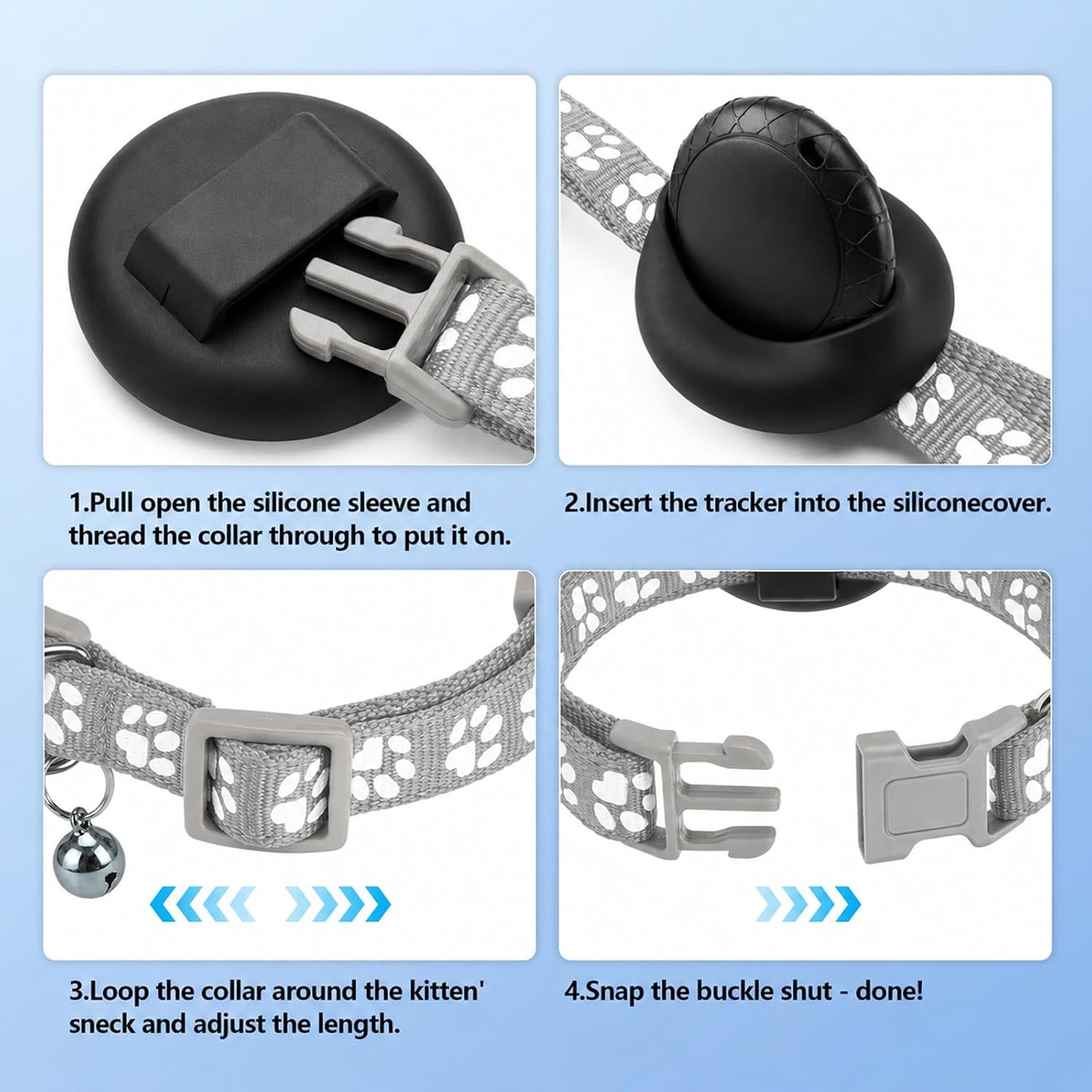 Detalle de Cat GPS Tracker with Collar and Dog Tracker Holder — Real‑Time, No Monthly Fees