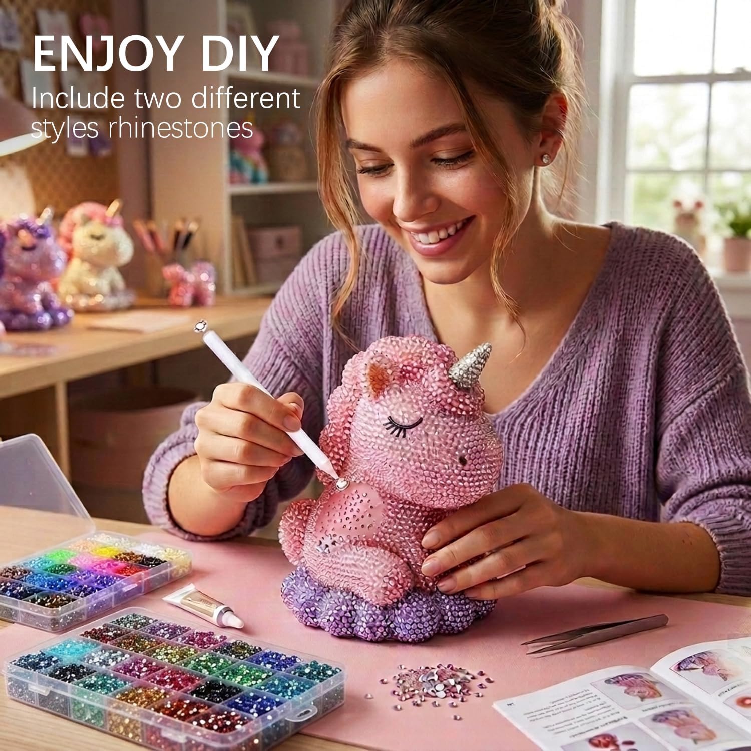 Detalle 2 de 48000Pcs Resin Jelly Rhinestones for Crafting — 3mm Flatback Gems in 48 Colors
