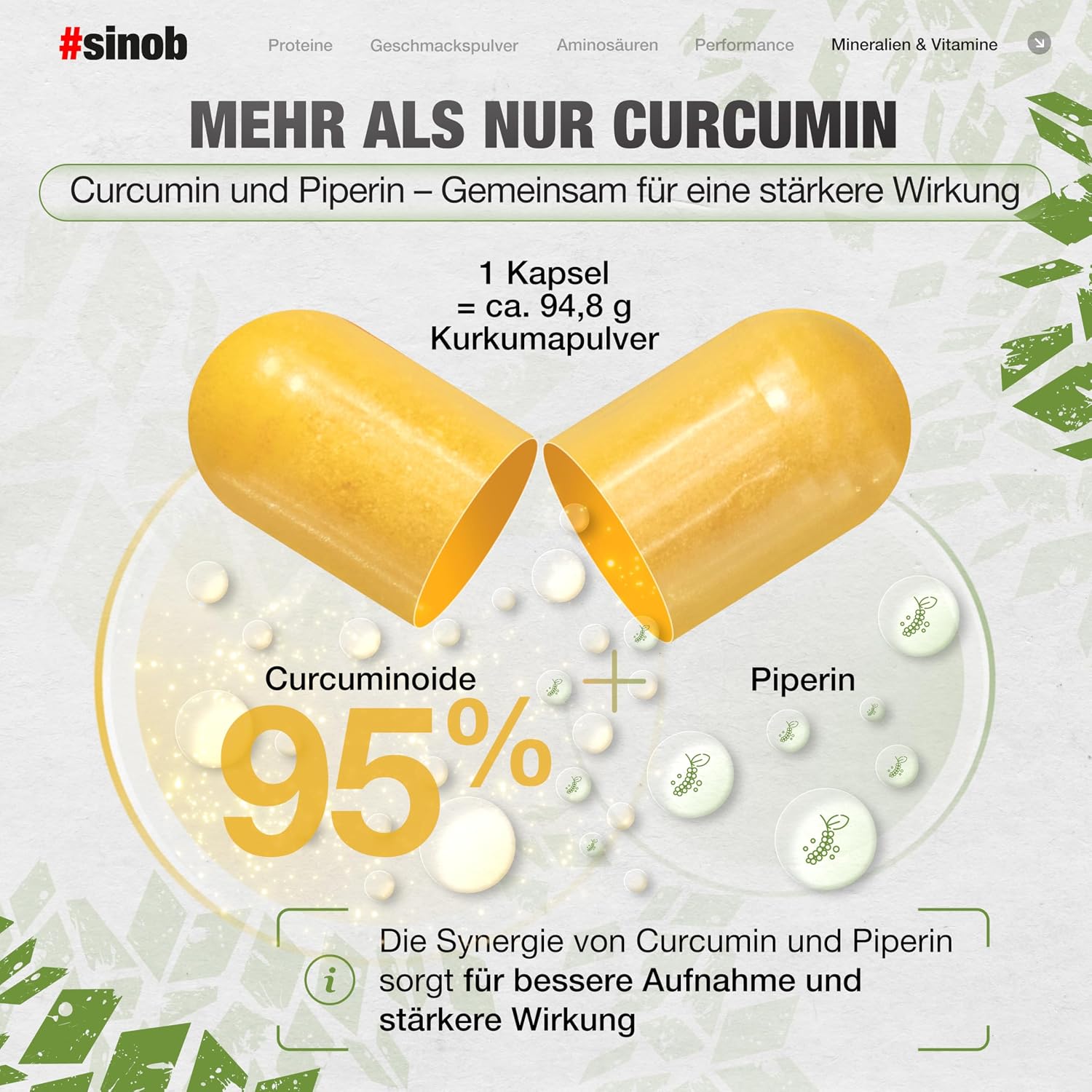 Detalle 2 de Curcumin 95% Kurkuma Kapseln 60 đź’Š