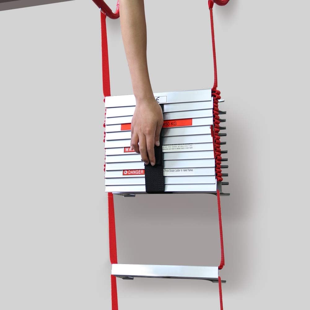Detalle 2 de Hausse 669818893503 Retractable 3-Story Fire Escape Ladder, 25 Feet