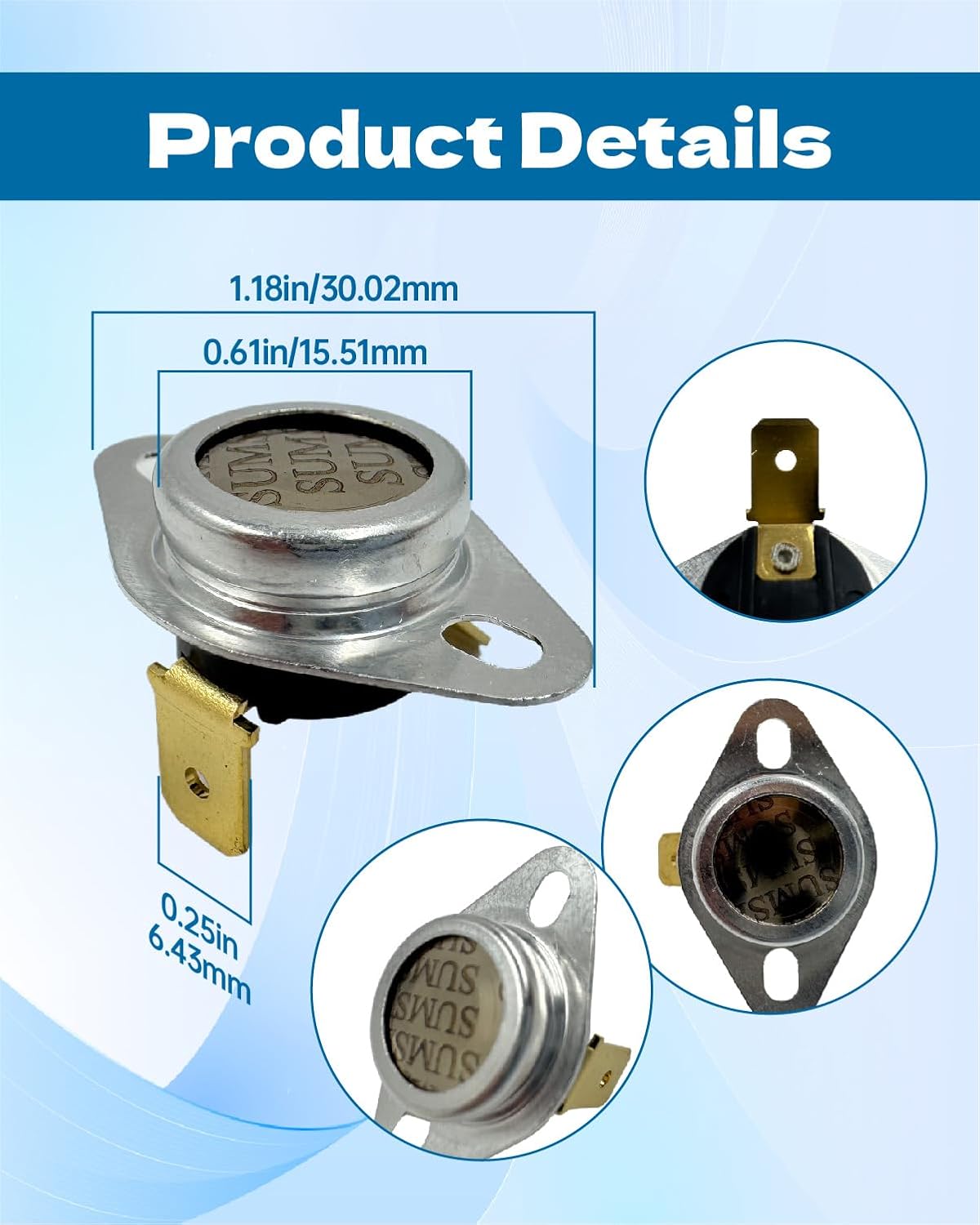 Thumbnail 4 de eosorssa D510702 High-Limit Dryer Thermostat, Auto-Reset Metal Design