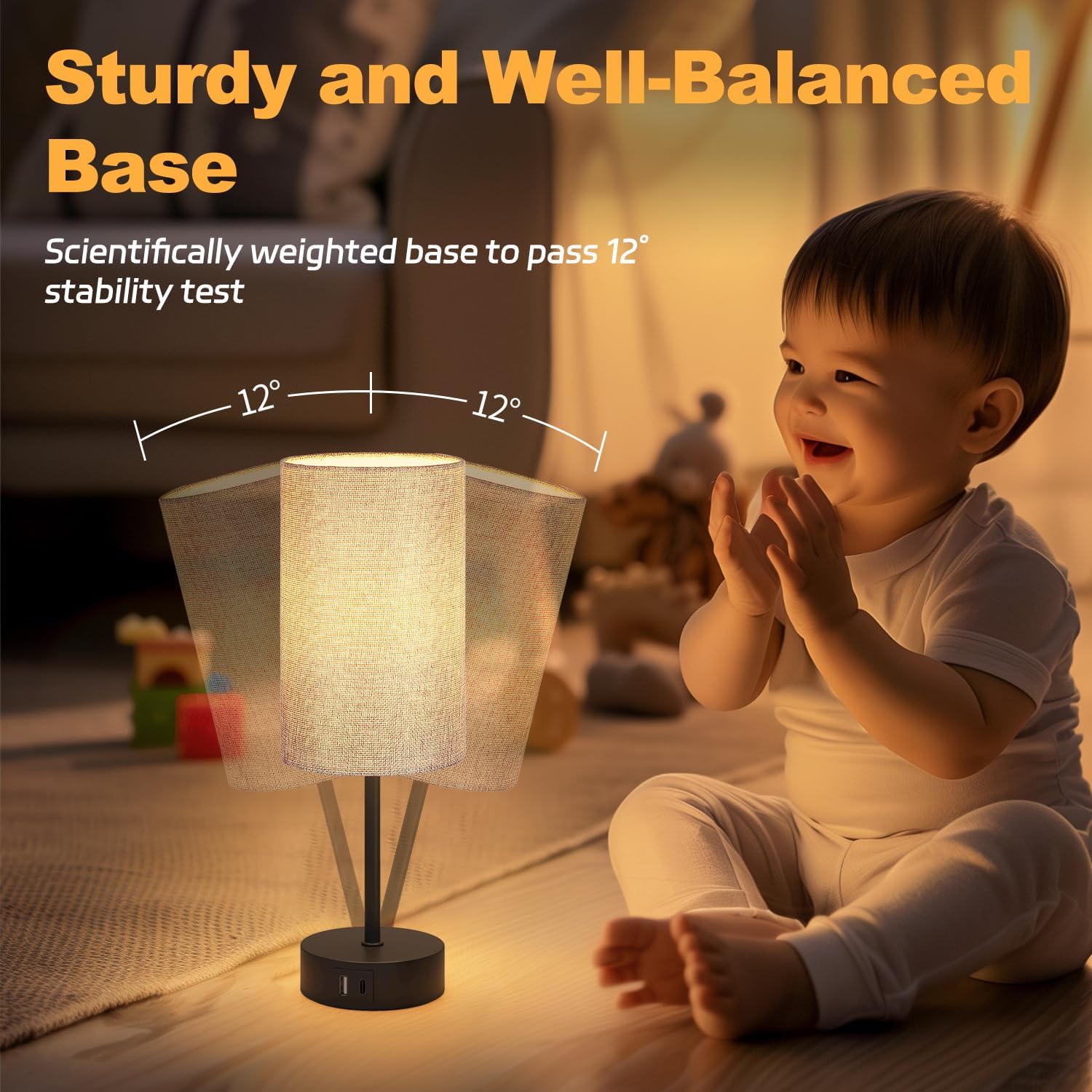 Thumbnail 5 de STANBOW TBL5 dimbare bedlamp met linnen kap en USB-A- en USB-C-poorten