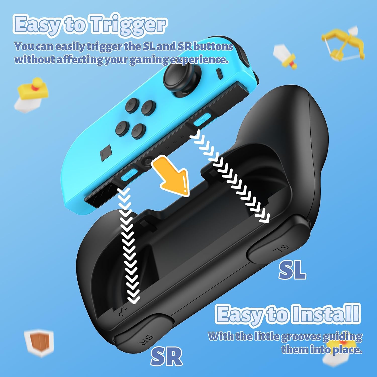 Detalle de FASTSNAIL rutschfeste Griffe als Controller-Halterung für Joy-Con (für Switch / Switch OLED) – 2x schwarz, nicht für Switch 2