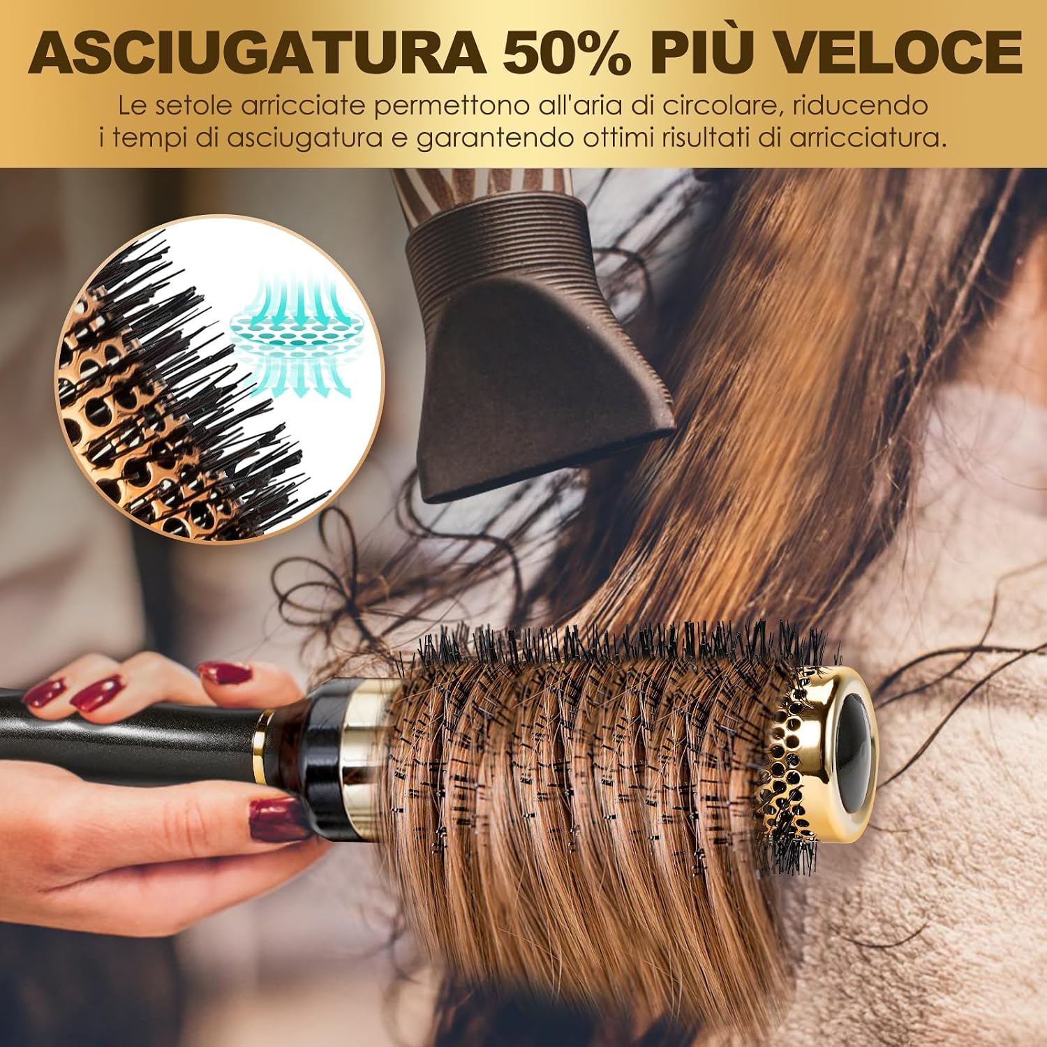 Detalle 2 de Shinlea Spazzola Ricci 33 mm per capelli corti