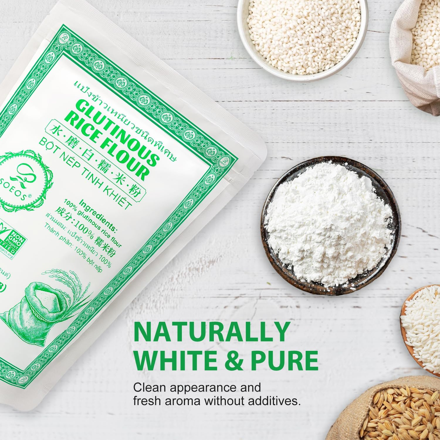 Thumbnail 6 de Soeos Glutinous Rice Flour, 16 oz (453g), Pack of 2, Gluten-Free