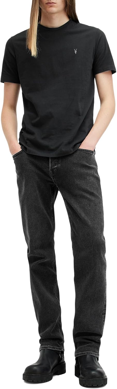 Thumbnail 3 de AllSaints Col Rond à Manches Courtes pour Homme — T-shirt ajusté en coton brossé carbone