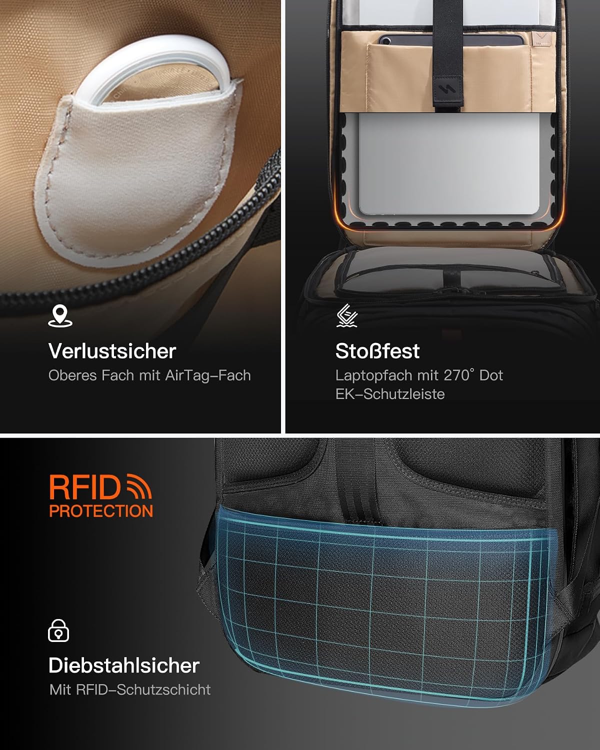 Thumbnail 5 de Inateck 40L Reiserucksack – TSA-kompatibel, wasserdicht und nachhaltig, ideal für Business & Weekender