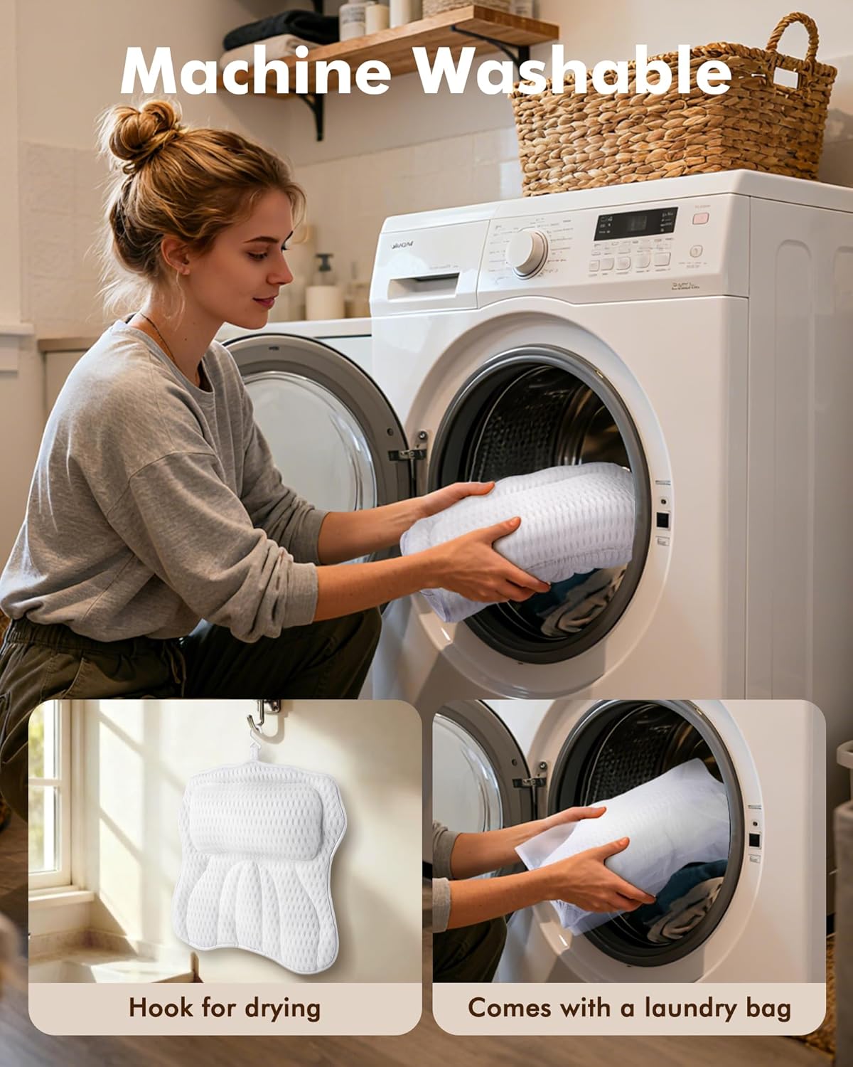 Thumbnail 4 de AOPOW Ergonomic Bath Pillow 6-suction cushion