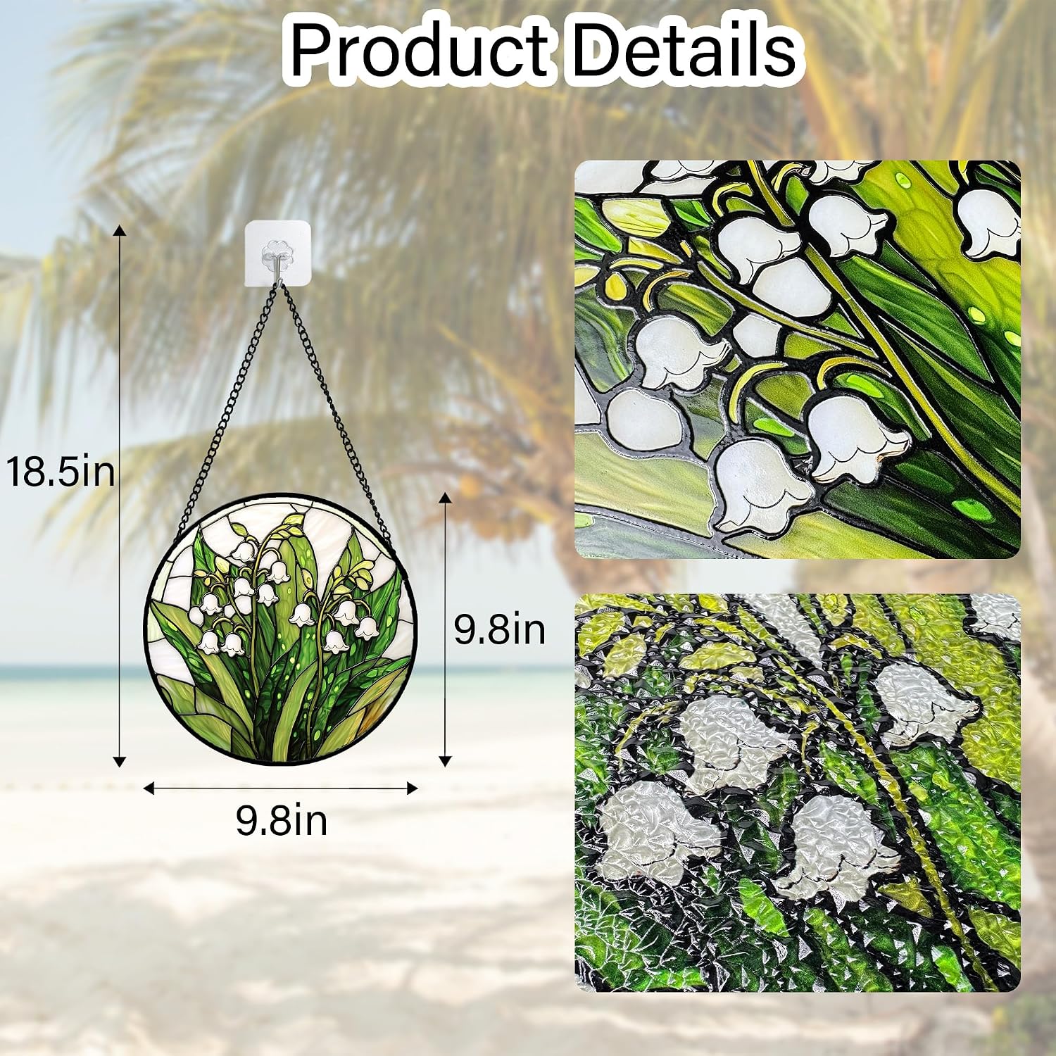 Thumbnail 6 de Stained Glass Lily of the Valley Suncatcher, 9.8-inch