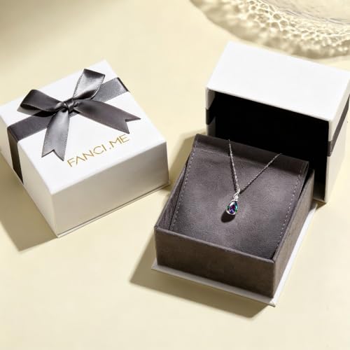 Thumbnail 6 de FANCIME 14ct Solid White Gold Pink Tourmaline Pendant Necklace for Women