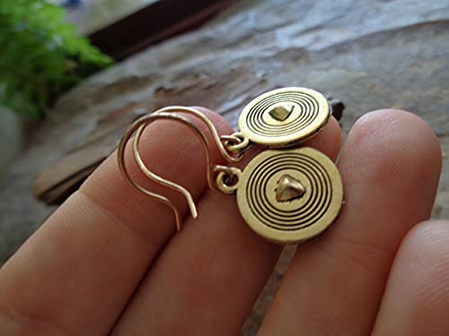 Thumbnail 6 de PIATTINI SCANALATI DORATI CON TRIANGOLI IN RILIEVO – Orecchini Unici Asai Bolivien Ethno Tribal Manufaktur