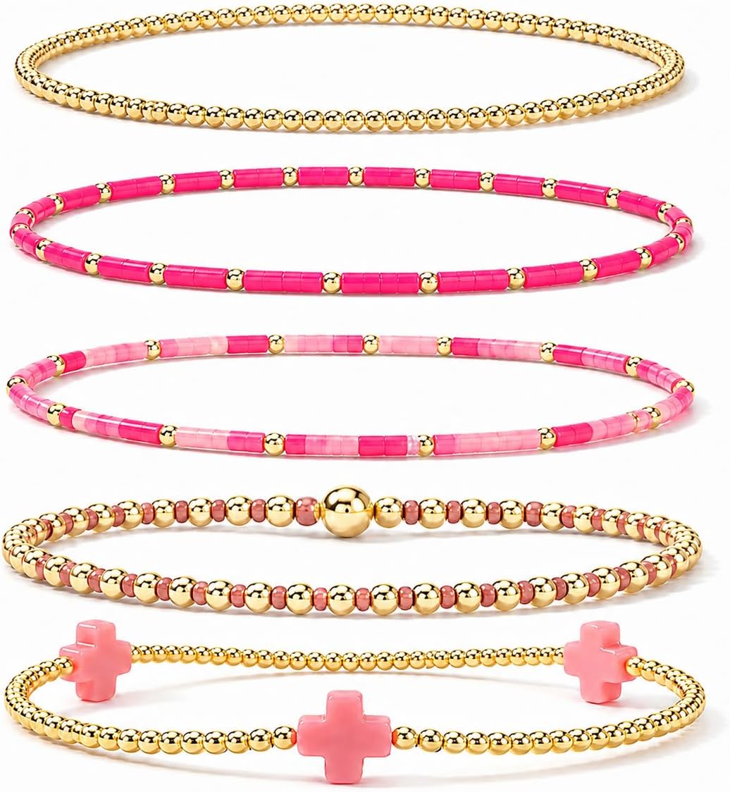 Detalle de EQUBIO Cross Bracelet Stack, 14K Gold-Plated