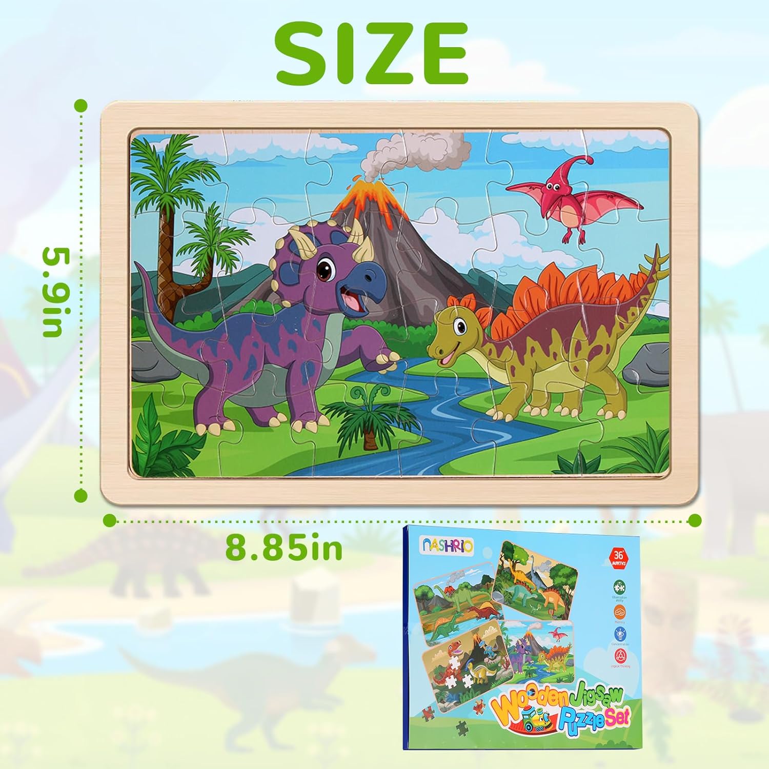 Thumbnail 6 de Wooden Dinosaur Puzzle Set, 20-Piece