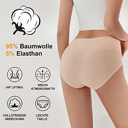 Detalle de anqier Unterhosen Damen 5er Pack – Hoch taillierte Baumwoll-Slips, atmungsaktiv & bequem