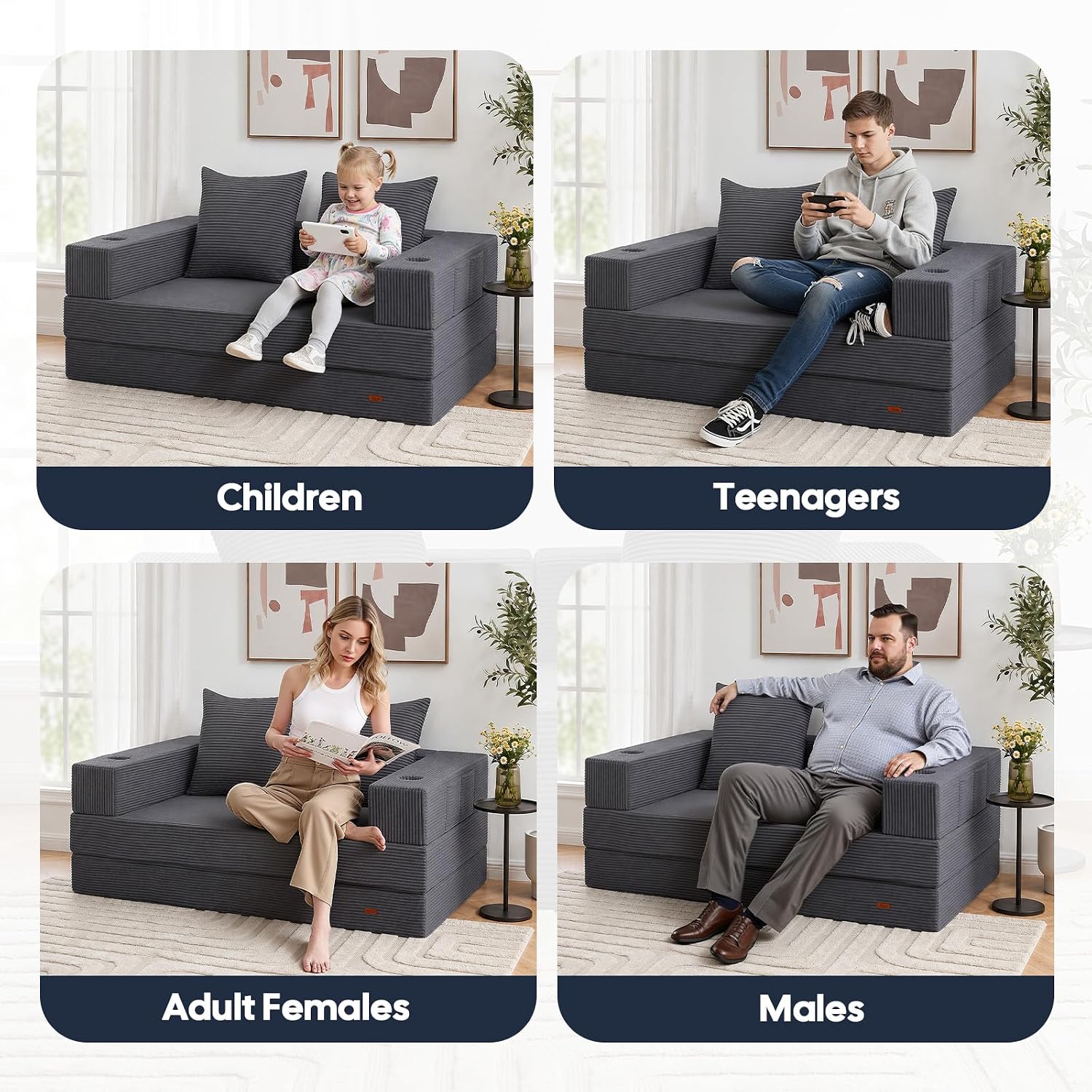 Thumbnail 6 de COMAX Futon Sofa Bed 4-in-1: Space-Saving Convertible for Small Living Rooms