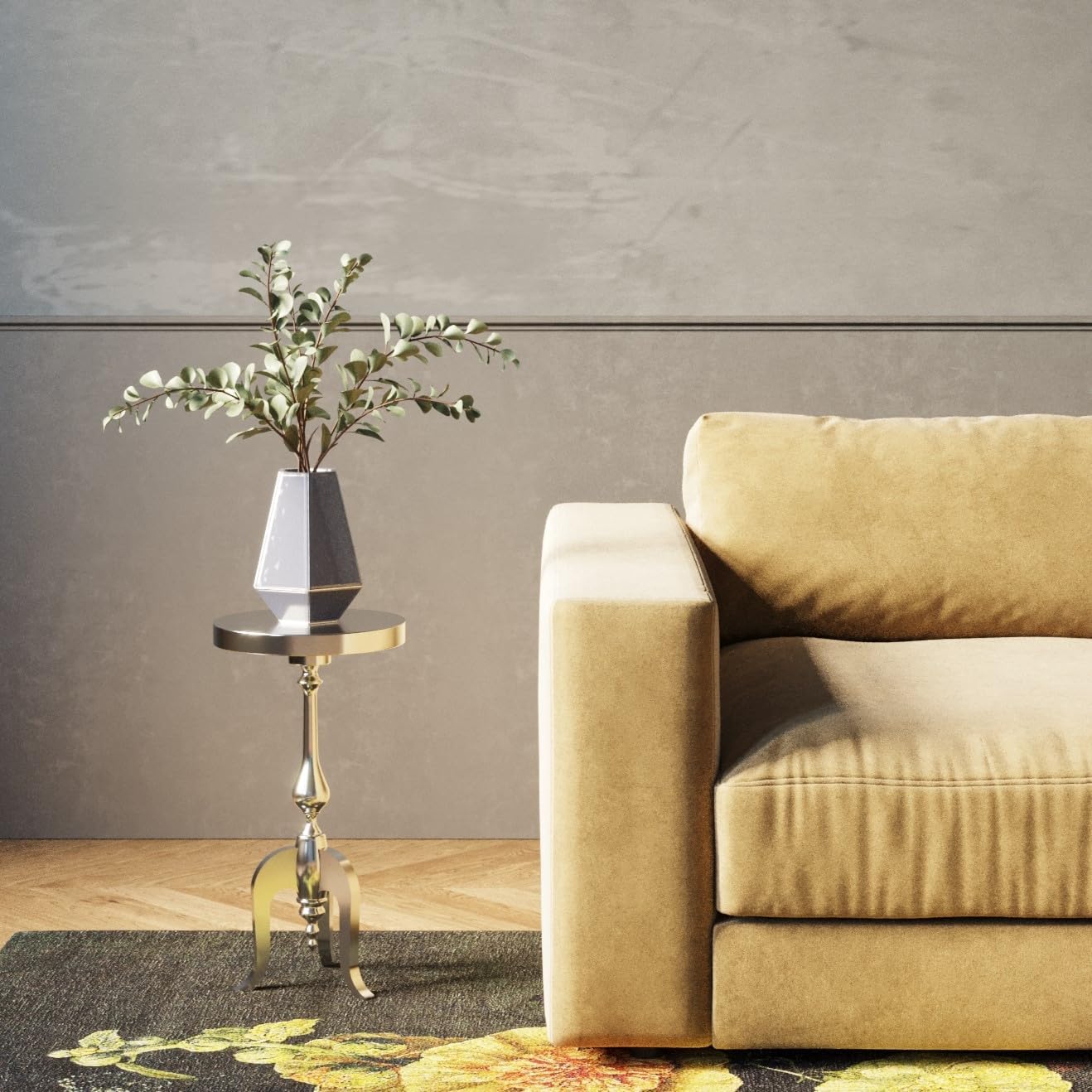 Detalle 2 de Kare Design tavolino d'appoggio Barocco: stile Barocco in alluminio nichelato, 62x27x27