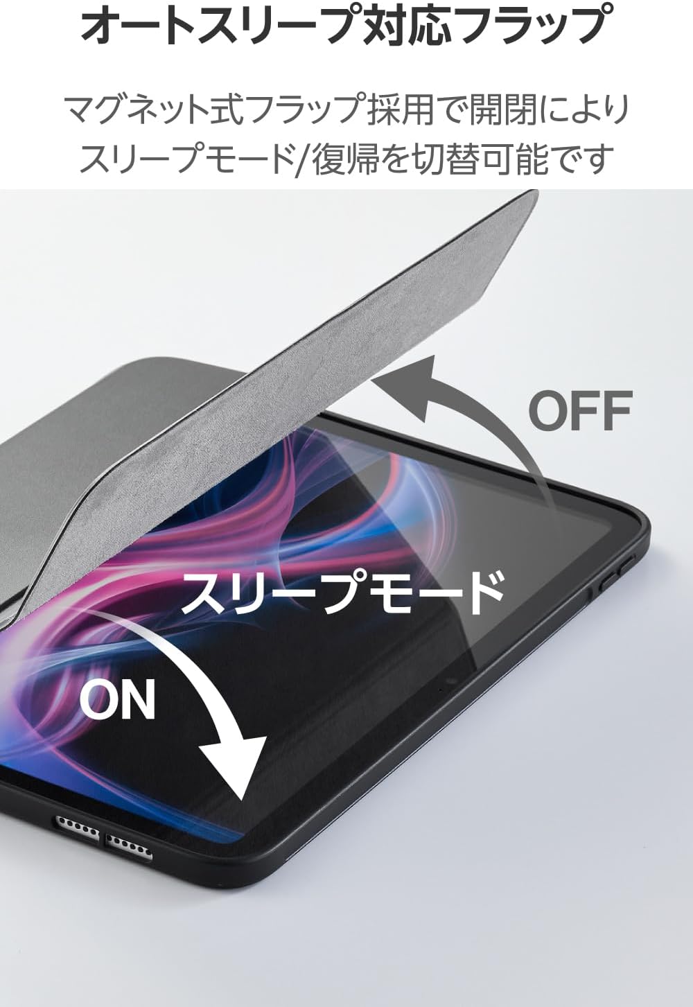 Detalle de エレコム TBWA25RWVSABK iPadケース 三つ折りスタンド・ペン収納・オートスリープ対応