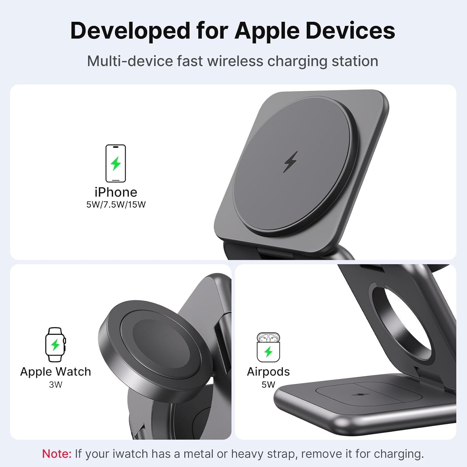 Thumbnail 4 de Alilong 3-in-1 MagSafe Wireless Charging Station (Zinc Alloy, foldable travel stand)